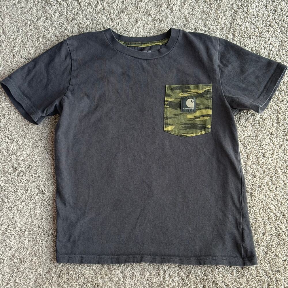 Carhartt Boys Black Camo Short Sleeve Cotton Graphic T-Shirt Small (8-10)